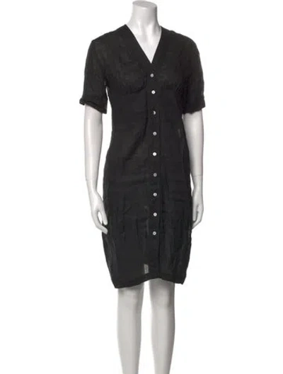 Pre-owned Beatrice Valenzuela Linen Knee-length Dress In Black
