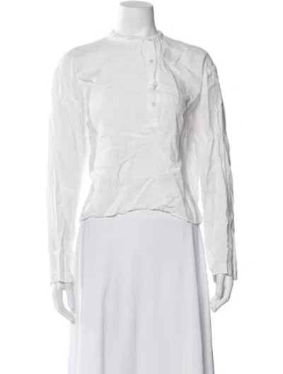 Pre-owned Beatrice Valenzuela Linen Long Sleeve Button-up Top In White