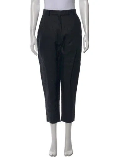 Pre-owned Beatrice Valenzuela Linen Straight Leg Pants In Black