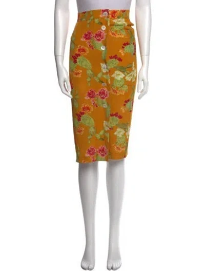 Pre-owned Beatrice Valenzuela Silk Knee-length Skirt In Yellow