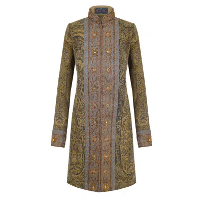 Beatrice Von Tresckow Women's Beige Gold Rosette Wool Paisley Shawl Jacket