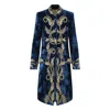 Beatrice Von Tresckow Women's Blue Navy Sovereign Embroidered Crushed Velvet Coat In Blue
