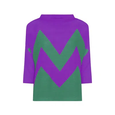 Beatrice Von Tresckow Women's Green / Purple Zig Zag Jumper In Multi