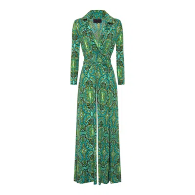 Beatrice Von Tresckow Women's Green Sage Paisley Wide Leg Jumpsuit