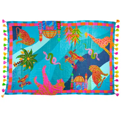 Beatrice Von Tresckow Women's Majestic Safari Stilvoll Wool Shawl In Blue