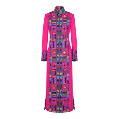 Beatrice Von Tresckow Women's Pink Embroidered Silk Nomad Long Coat