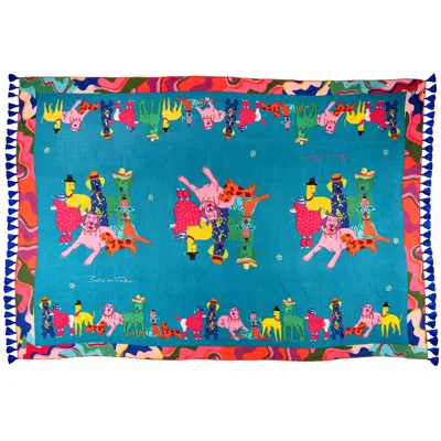 Beatrice Von Tresckow Women's Radiant Poochies Stilvoll Wool Shawl In Blue