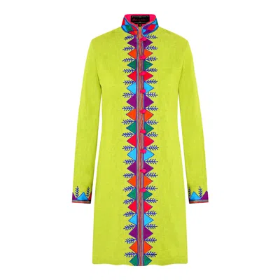 Beatrice Von Tresckow Women's Yellow Lime Nomad Verdon Linen Nehru Jacket