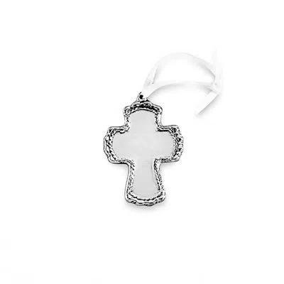 Beatriz Ball Baby Cord Cross Ornament In Silver