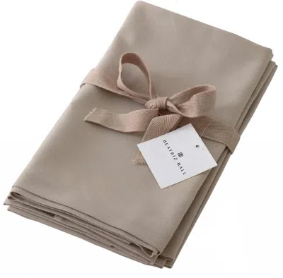 Beatriz Ball Easy Peasy Cotton/poly Naplins Set Of 4 In Khaki In Neutral
