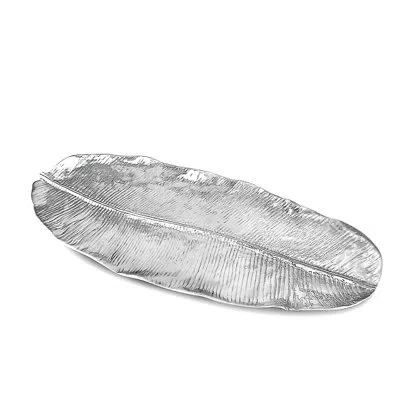 Beatriz Ball Garden Banana Leaf Platter In Silver