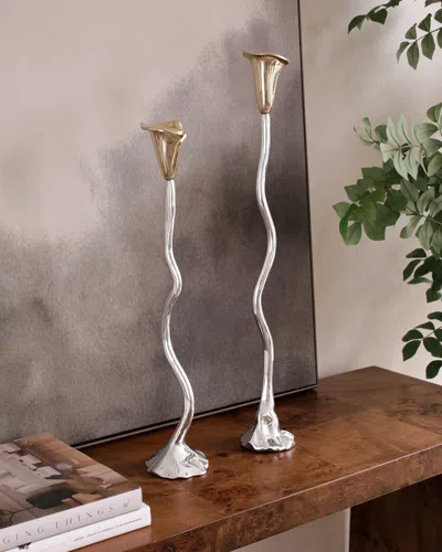 Beatriz Ball Garden Tulip 19"candlestick Holder In Gold