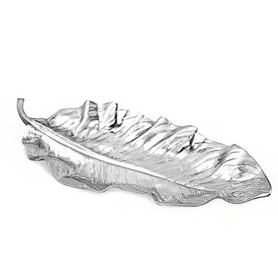 Beatriz Ball Garden Zebra Leaf Platter In Silver