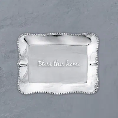 Beatriz Ball Giftables Pearl Denisse Rectangular Engraved Tray "bless This Home" In Silver