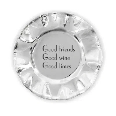 Beatriz Ball Giftables Vento Wine Plate "good Friends, Good Wine, Good Times" In Silver