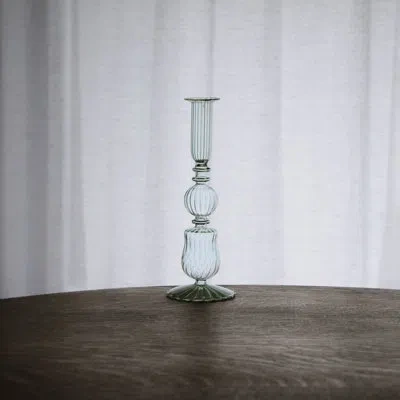 Beatriz Ball Glass 9'' H Glass Tabletop Candlestick In Light Green