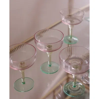 Beatriz Ball Glass Aquarelle Coupe Set Of 4 In Green;yellow;pink