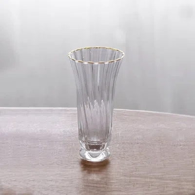 Beatriz Ball Glass Audrey Stemless Flute With Gold Rim Set Of 4 (clear And Gold) In Gold;clear