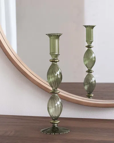 Beatriz Ball Glass Cambridge Beryl 10" Candlestick Holders, Set Of 2 In Green