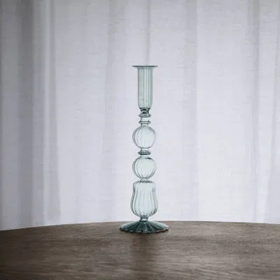 Beatriz Ball Glass Cambridge Emma 10.5" Candlestick Holder Set Of 2 In Light Green