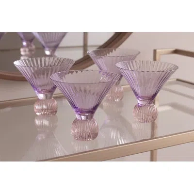 Beatriz Ball Glass Venice 6oz. Martini Glass Set In Pink,violet
