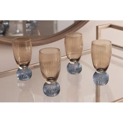 Beatriz Ball Glass Venice Shot Glass Set Of 4 (amber And Blue) 6 Fl oz In Multi