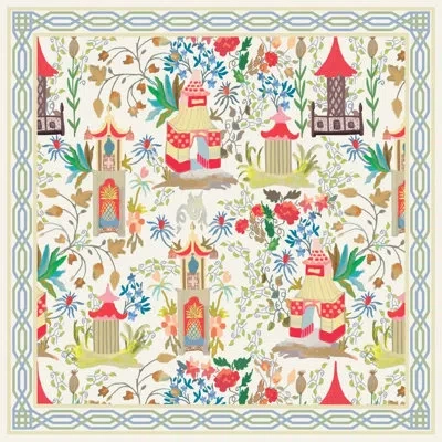 Beatriz Ball Linens Pagoda Napkins 20 X 20 Set Of 4 (multi) In Green;red;beige