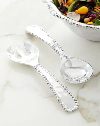 Beatriz Ball Organic Pearl Small Salad Servers In Metallic