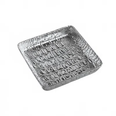 Beatriz Ball Pieles Croc Beverage Napkin Holder In Silver