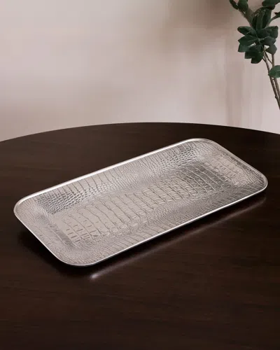 Beatriz Ball Pieles Croc Long Rectangular Tray In Gray