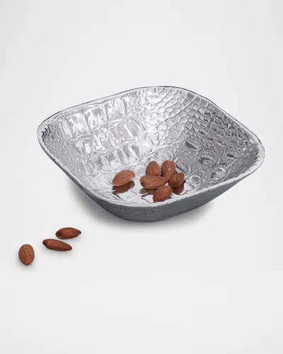 Beatriz Ball Pieles Croc Small Square Bowl In Metallic
