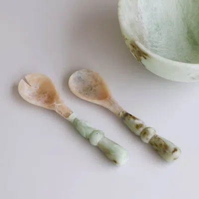 Beatriz Ball Resin Giada Salad Servers (jade Swirl) In Green