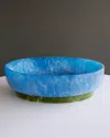 Beatriz Ball Resin Rio Large Oval Bowl With Base In Blue/green