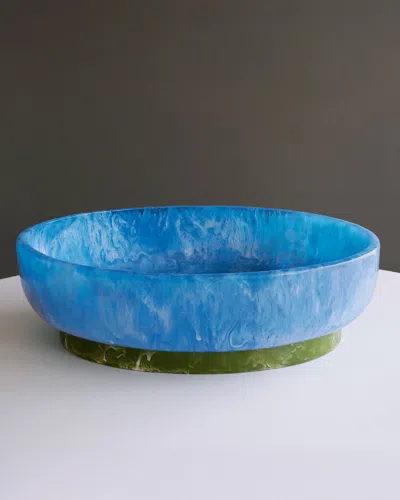 Beatriz Ball Resin Rio Large Oval Bowl With Base In Blue