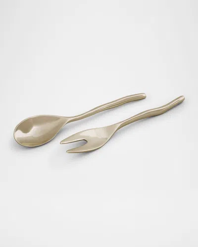 Beatriz Ball Sierra Modern Maia Large Salad Servers In Gold