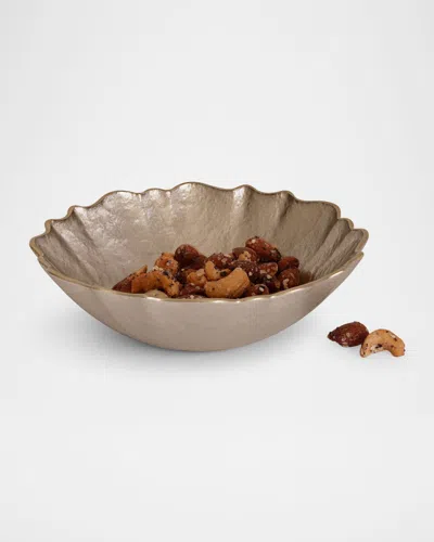 Beatriz Ball Small Round Bowl, Taupe/gold
