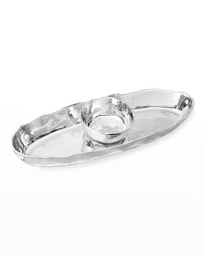 Beatriz Ball Soho Brooklyn Deep Oval Chip & Dip Server In Silver