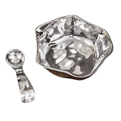 Beatriz Ball Soho Marius Round Bowl With Spoon In Silver In Metallic