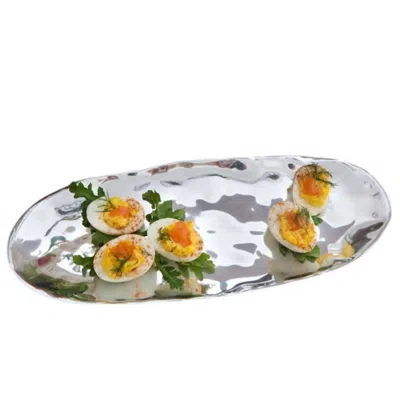Beatriz Ball Soho Organic Medium Oval Platter In Silver In Multi