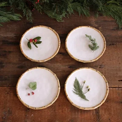 Beatriz Ball Vida 9'' Melamine Salad Or Dessert Plate , Set Of 4 In White,natural