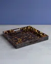 Beatriz Ball Vida Acrylic Tortoise Large Square Tray With Handles In Tortoise