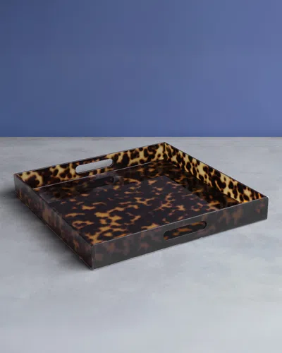 Beatriz Ball Vida Acrylic Tortoise Large Square Tray With Handles In Multi