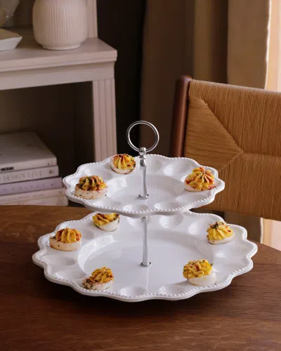 Beatriz Ball Vida Alegria Two-tiered Egg Server In White