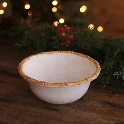 Beatriz Ball Vida Bamboo 7.5" Cereal Bowl Set Of 4 (white And Natural) In White;natural