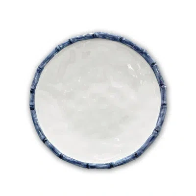 Beatriz Ball Vida Bamboo 9" Salad Plate (white And Blue) In Blue;white