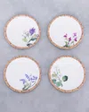Beatriz Ball Vida Bamboo Floral Salad Plates, Set Of 4 (white And Multi)