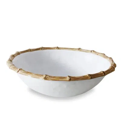 Beatriz Ball Vida Bamboo Large Salad Bowl (white And Natural) In White;natural