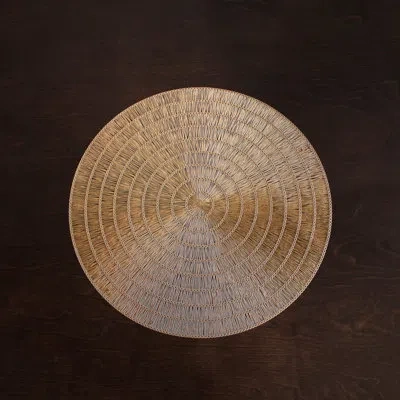 Beatriz Ball Vida Basketweave 15" Round Placemats Set Of 4 (gold)