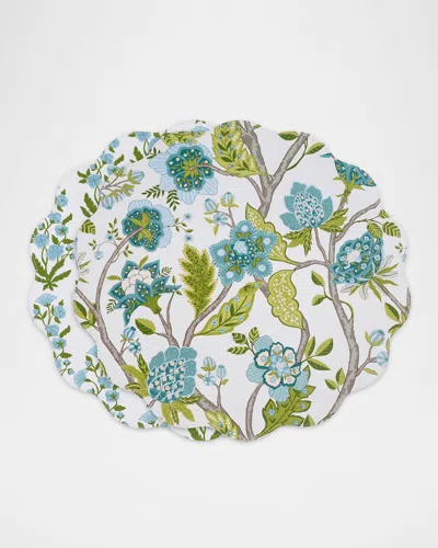 Beatriz Ball Vida Blooms & Branches Reversible Round Placemats, Set Of 4 In Green
