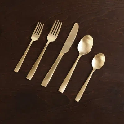 Beatriz Ball Vida Charlotte Stainless Flatware Set Of 5 In Brushed Champagne Gold